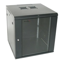 XtendLan 19" nástěnný rozvaděč 15U 600x600, nosnost 60 kg, skleněné kouřové dveře, rozložený, černý