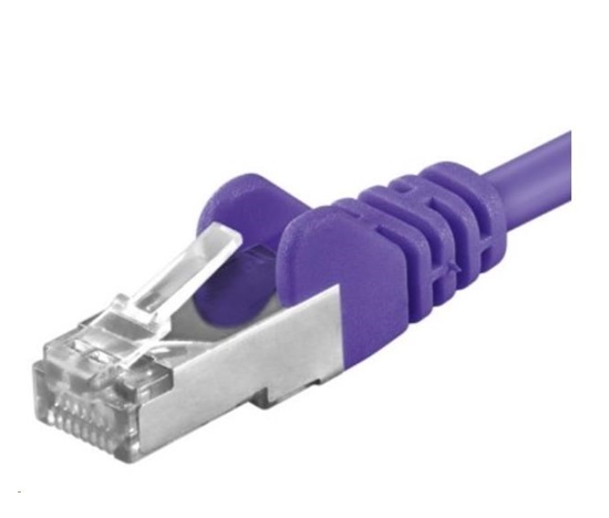 PREMIUMCORD Patch kabel CAT6a S-FTP, RJ45-RJ45, AWG 26/7 0,5m fialová