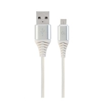 GEMBIRD Kabel USB 2.0 AM na MicroUSB (AM/BM), 1m, opletený, bílo-stříbrný, blister, PREMIUM QUALITY