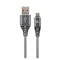 GEMBIRD Kabel USB 2.0 AM na Type-C kabel (AM/CM), 1m, opletený, šedo-bílý, blister, PREMIUM QUALITY
