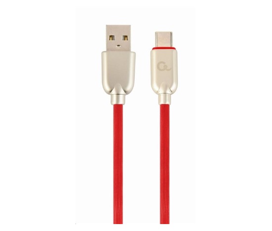 GEMBIRD Kabel USB-A na USB-C kabel (AM/CM), 2m, pogumovaný, červený, blister