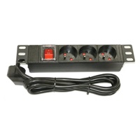 10" rozvodný panel XtendLan 3x230V, ČSN, vypínač, indikátor napětí, kabel 1,8m, 1U