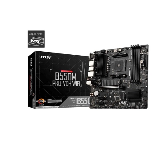 MSI MB Sc AM4 B550M PRO-VDH WIFI, AMD B550, 4xDDR4, VGA, mATX