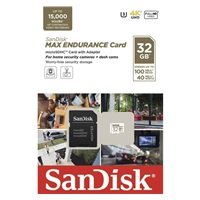 SanDisk MicroSDHC karta 32GB MAX Endurance + adaptér, 15,000 hodin