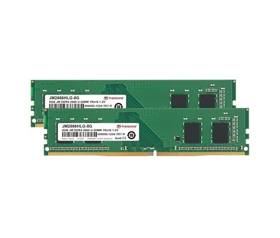 TRANSCEND DIMM DDR4 16GB (Kit of 2) 2666MHz 1Rx16 1Gx16 CL19 1.2V