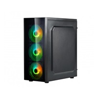 SPIRE skříň VISION 7022 RGB + 3x 12CM RGB FANS, Midi Tower, gaming, bez zdroje, Black
