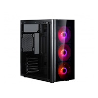 SPIRE skříň VISION 7022 RGB + 3x 12CM RGB FANS, Midi Tower, gaming, bez zdroje, Black