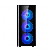 SPIRE skříň VISION 7022 RGB + 3x 12CM RGB FANS, Midi Tower, gaming, bez zdroje, Black