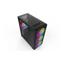 SPIRE skříň VISION 7022 RGB + 3x 12CM RGB FANS, Midi Tower, gaming, bez zdroje, Black