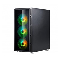 SPIRE skříň VISION 7025 RGB + 4x 12CM RGB fans, Midi Tower, gaming, bez zdroje, Black