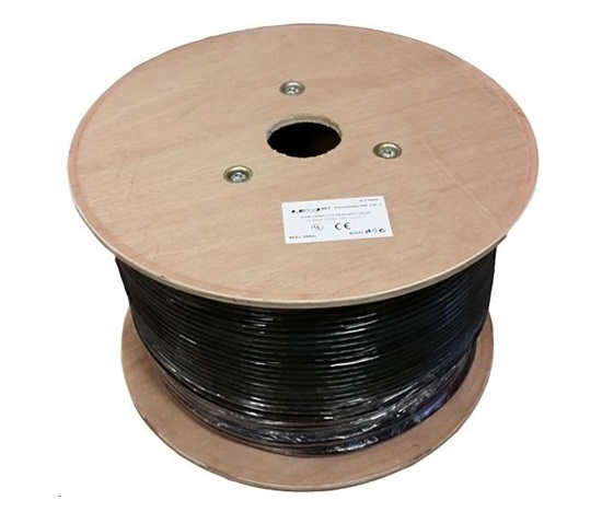S/FTP kabel LEXI-Net, Cat7, dvojitý LS0H+PE, černý, 500m, cívka