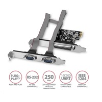 AXAGON PCEA-PSN, kontroler PCIe - 1x port równoległy (LPT) + 2x port szeregowy (RS232) 250 kbps, w zestawie LP