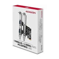 AXAGON PCEA-PSN, kontroler PCIe - 1x port równoległy (LPT) + 2x port szeregowy (RS232) 250 kbps, w zestawie LP