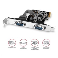 AXAGON PCEA-S2N, kontroler PCIe - 2x port szeregowy (RS232) 250 kbps, w zestawie LP