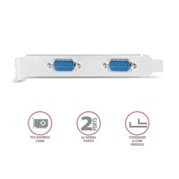 AXAGON PCEA-S2N, kontroler PCIe - 2x port szeregowy (RS232) 250 kbps, w zestawie LP