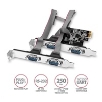 AXAGON PCEA-S4N, kontroler PCIe - 4x port szeregowy (RS232) 250 kbps, w zestawie LP