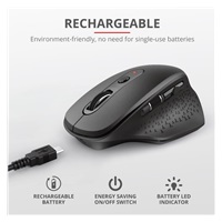 TRUST bezdrátová Myš Ozaa Rechargeable Wireless Mouse - black