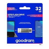 GOODRAM Flash Disk 32GB ODA3, USB 3.2, stříbrná