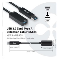 Club3D Kabel prodlužovací USB 3.2 Gen2 (M/F) 10Gbps, 5m