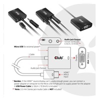 Club3D Adaptér HDMI 1.4 na VGA (M/F), Active with audio