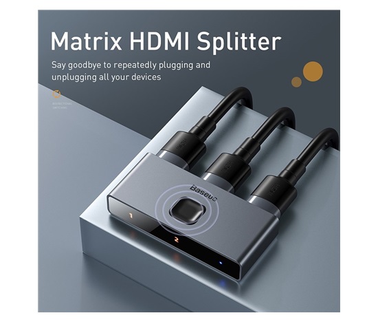 Baseus Matrix HDMI Splitter 2v1 / 1v2 šedá