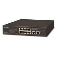 Planet FSD-1008HP Switch, PoE 8x PoE 802.3at 120W+ 2x 100Base-TX,VLAN,extend mód 10Mb/s do 250m, fanless