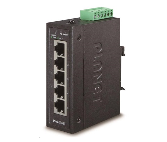 Planet ISW-500T Switch, 5x 10/100Base-TX, ESD, DIN, IP30, -40~75°C