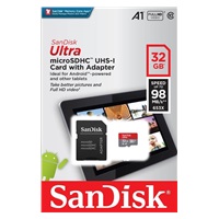 SanDisk MicroSDHC karta 32GB Ultra (120MB/s, A1 Class 10 UHS-I, Android - Tablet Packaging, Memory Zone App) + adaptér