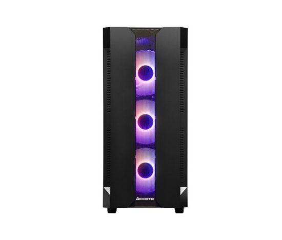 CHIEFTEC skříň Miditower Gaming HUNTER, Black, 4x RGB Rainbow Fan, 2 x USB 3.0, side glass