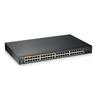 Zyxel GS1900-48HP v2 50-port Gigabit Web Smart PoE switch, 48x gigabit RJ45 (z toho 24x PoE), 2x SFP, PoE budget 170W