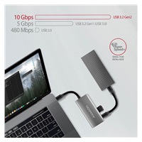 AXAGON HMC-4G2, USB 3.2 Gen 2 10 Gb/s hub, porty 2x USB-A, 2x USB-C, kabel USB-C 13cm