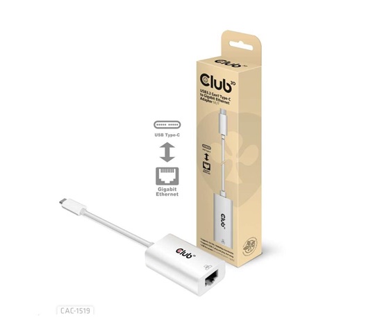 Club3D Adaptér aktivní USB 3.2 typ C na LAN (Gigabit Ethernet - 1Gb), 20cm