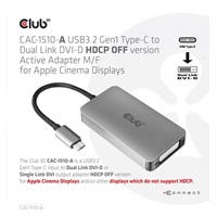 Club3D Adaptér aktivní USB 3.2 typ C na DVI-D Dual Link 4K30Hz pro Apple Cinema Display, HDCP off