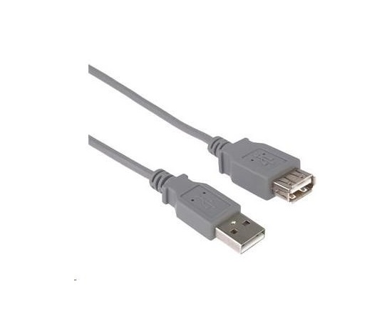 PREMIUMCORD Kabel USB 2.0 A-A 5m, prodlužovací (M/F) šedý