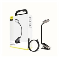 Baseus LED lampa na čtení s klipem, šedá