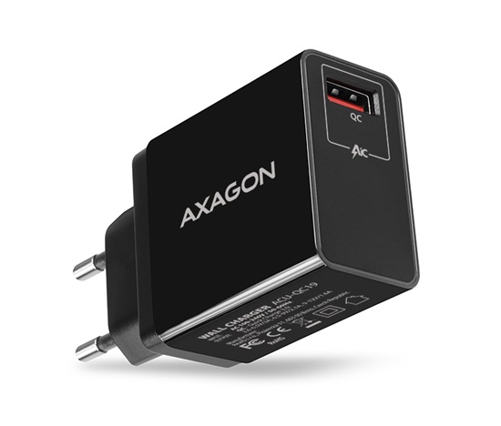 AXAGON ACU-QC19, QC ładowarka sieciowa 19W, 1x port USB-A, QC3.0/AFC/FCP/SMART, czarna