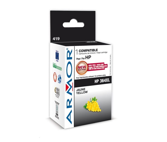 WECARE Wkład ARMOR do HP Photosmart C5380, 5510, 5515, C6380 (CB325EE), żółta/yellow, 12ml, 875str