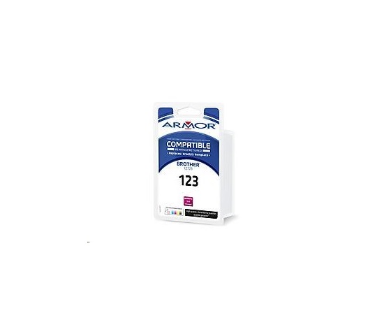 WECARE Wkład ARMOR do Brother DCP J4110DW, MFC J4310, 4410, (LC123M), czerwona/magenta, 10ml, 600str