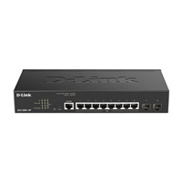 D-Link DGS-2000-10P Managed PoE switch, 8x GbE PoE+, 2x SFP, PoE 65W, fanless