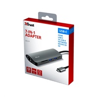 TRUST Dokovací stanIice DALYX USB-C 7v1, 1xHDMI, 1xUSB-C, 2xUSB, 1x RJ45, šedá