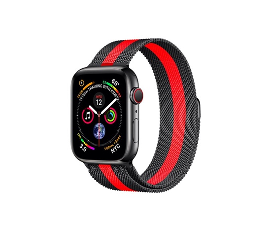 COTECi ocelový magnetický řemínek pro Apple Watch 42 / 44mm černá/červená