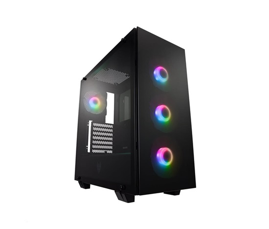 Fortron skříň Midi Tower CMT512 Black, 4 x A.RGB LED fan, průhledná bočnice