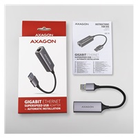 AXAGON ADE-TR, USB-A 3.2 Gen 1 - Gigabit Ethernet síťová karta, auto instal, titanově šedá