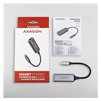 AXAGON ADE-TRC, USB-C 3.2 Gen 1 - Gigabit Ethernet síťová karta, auto instal, titanově šedá