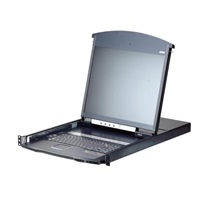 ATEN 8-port Cat.5 KVM PS/2+USB, OSD, dual rail rack, 19" LED LCD, ovládání over IP 1local/1remote