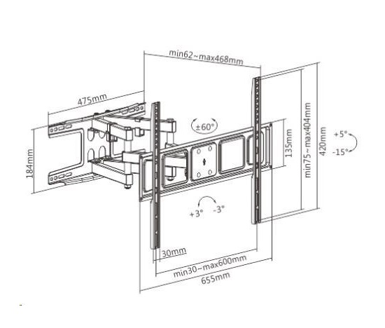 Kvalitní otočný nástěnný držák na Tv Fiber Mounts Solid-2