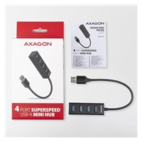 AXAGON HUE-M1A, 4x USB 3.2 Gen 1 MINI hub, kovový, kabel USB-A 20cm