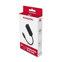 AXAGON HUE-M1C, 4x USB 3.2 Gen 1 MINI hub, kovový, kabel USB-C 20cm