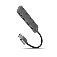 AXAGON HUE-MSA, 4x USB 3.2 Gen 1 SWITCH hub, kovový, micro USB nap. konektor, kabel USB-A 20cm