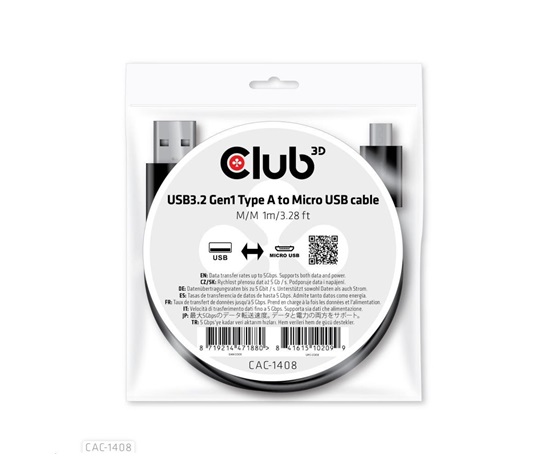 Club3D Kabel USB 3.2 Gen1 Type-A to Micro USB Cable M/M, 1m